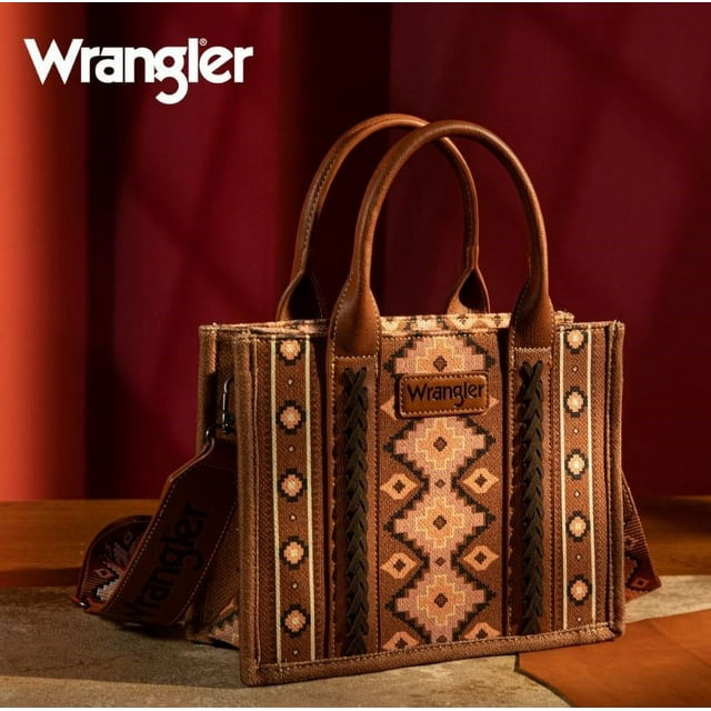 Wrangler Canvas Handbag/Bible Tote-Aztec-Dark Brown w/Removeable Strap ...