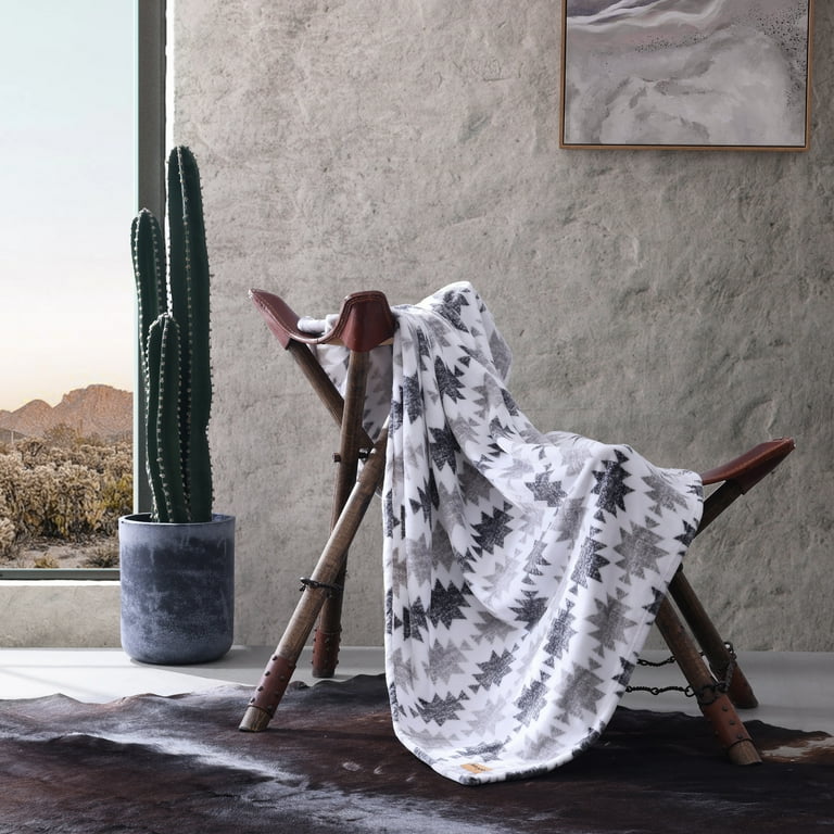 Wrangler Canyon Ikat Grey Ultra Soft Plush Fleece 60X50 Throw
