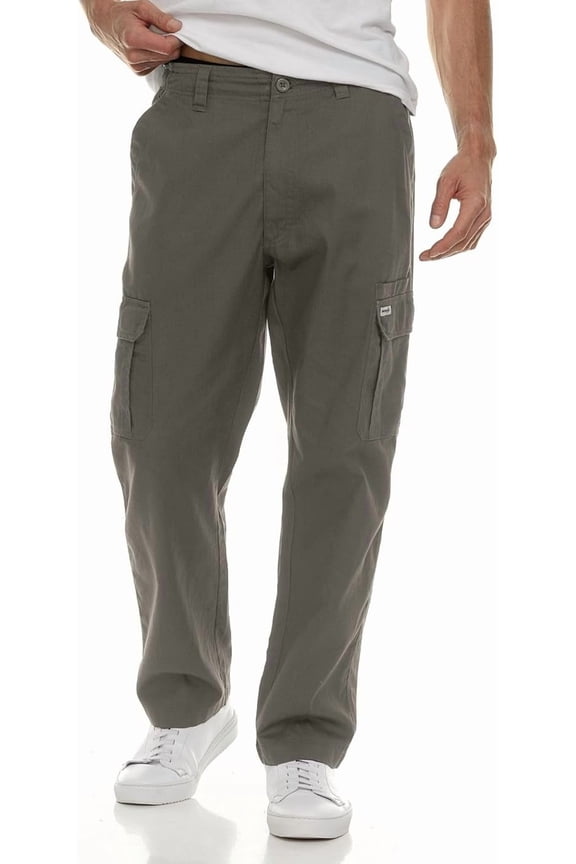 Cargo Pants for Men Big and Tall - Twill Half Elastic Mens Cargo Pants Color-Olive, Size XLT-6X