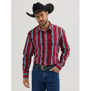 Wrangler Checotah Sonoran Red Print - Mens Shirt  - 112355376