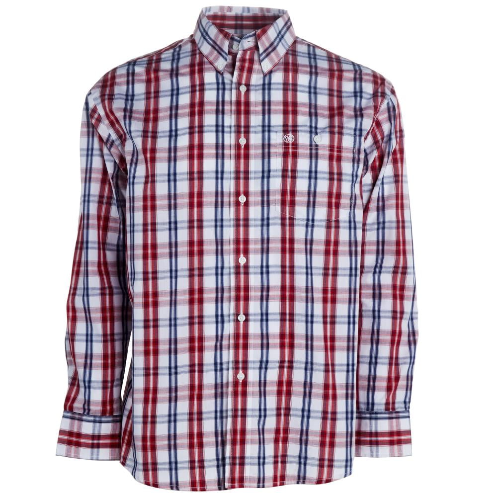 Men's Long Sleeve Plaid Button Down Shirt - Red/Black - MTW1105838