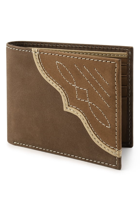Classic Western Style Men's Wallet, Slim Profile Leather Bifold with Extra Capacity, Opens Flat & RFID Blocking, Fathers Day Gifts for Men