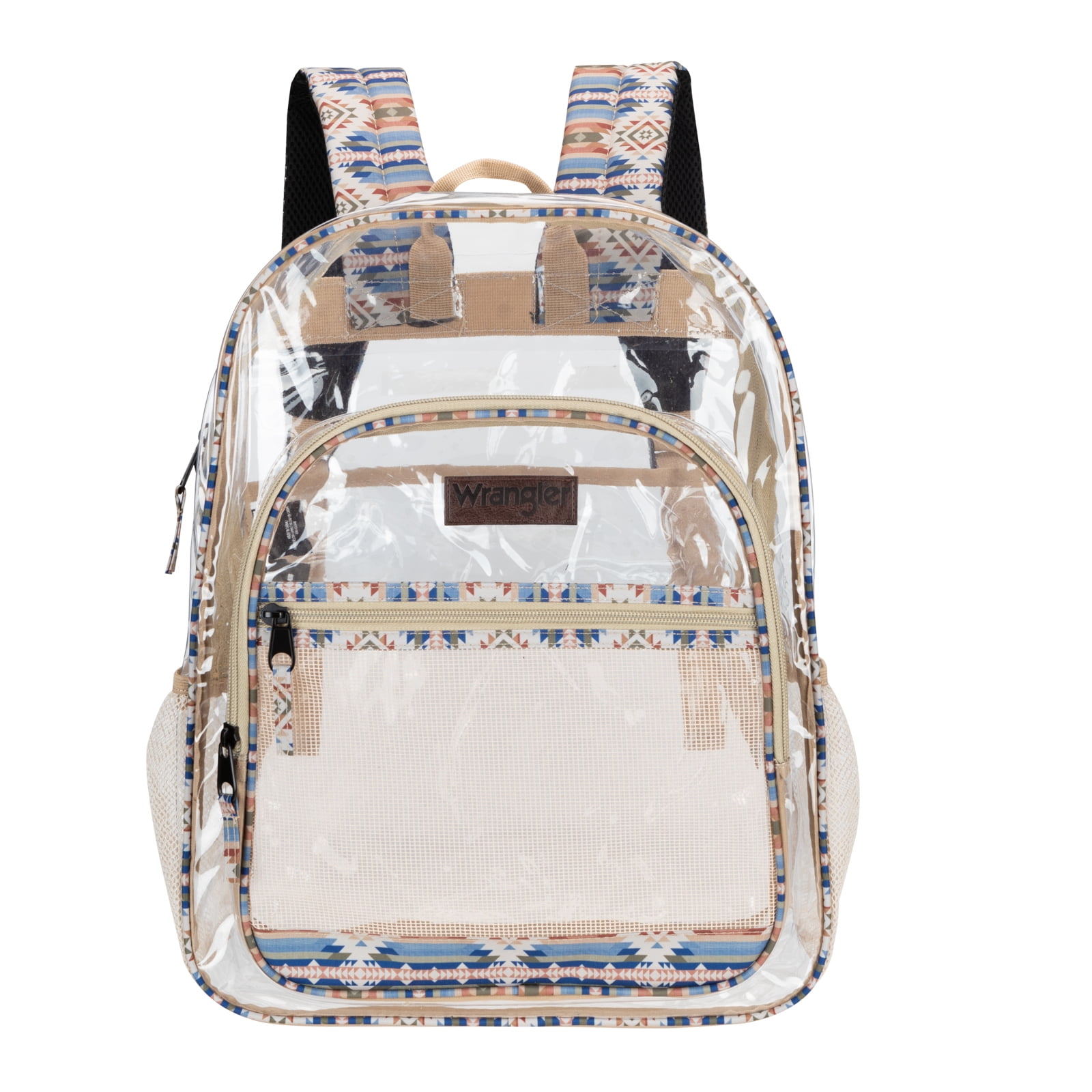 Wrangler Clear Waterproof Backpack Durable Plastic Book Bag Casual for Girls Clear Tan