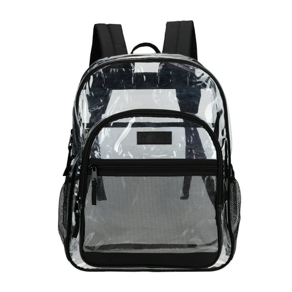 Wrangler Clear Waterproof Backpack, Durable Plastic Book Bag, Casual, Student, Clear Black