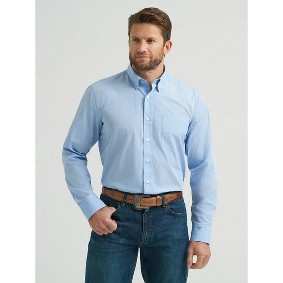 Wrangler Mens Cody Johnson Blue Stripe Shirt