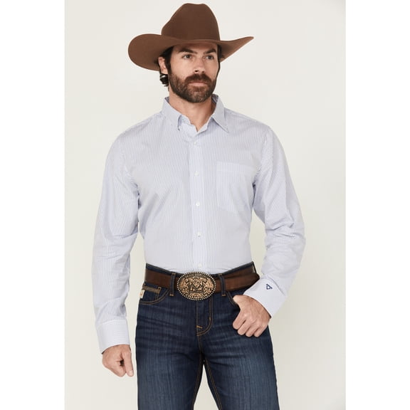 Wrangler Men's X Cody Johnson Striped Print Long Sleeve Button-Down Western Blue XX-