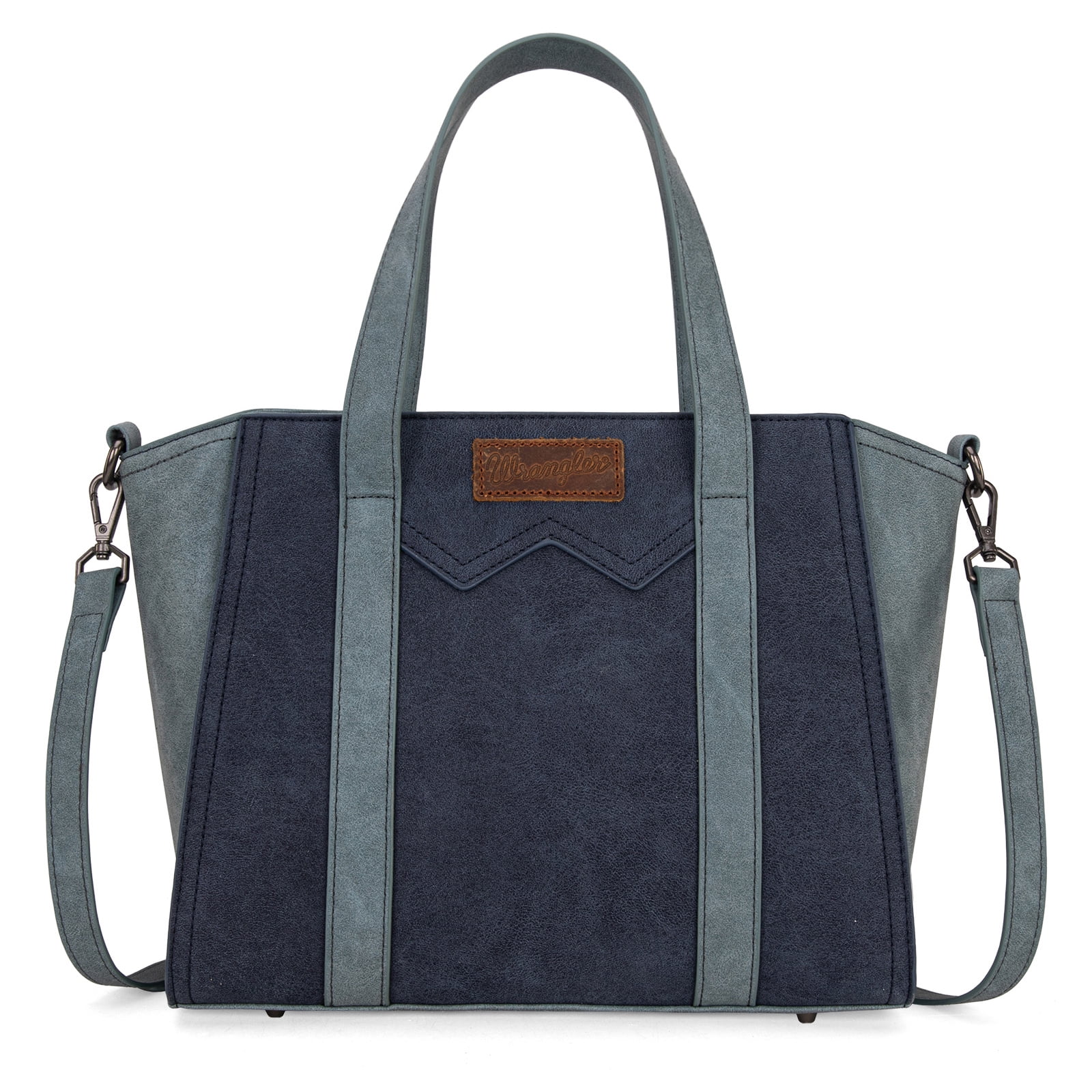 Wrangler Color Block Tote Bag for Women - Stylish Large Shoulder Purse and Handbag, Navy