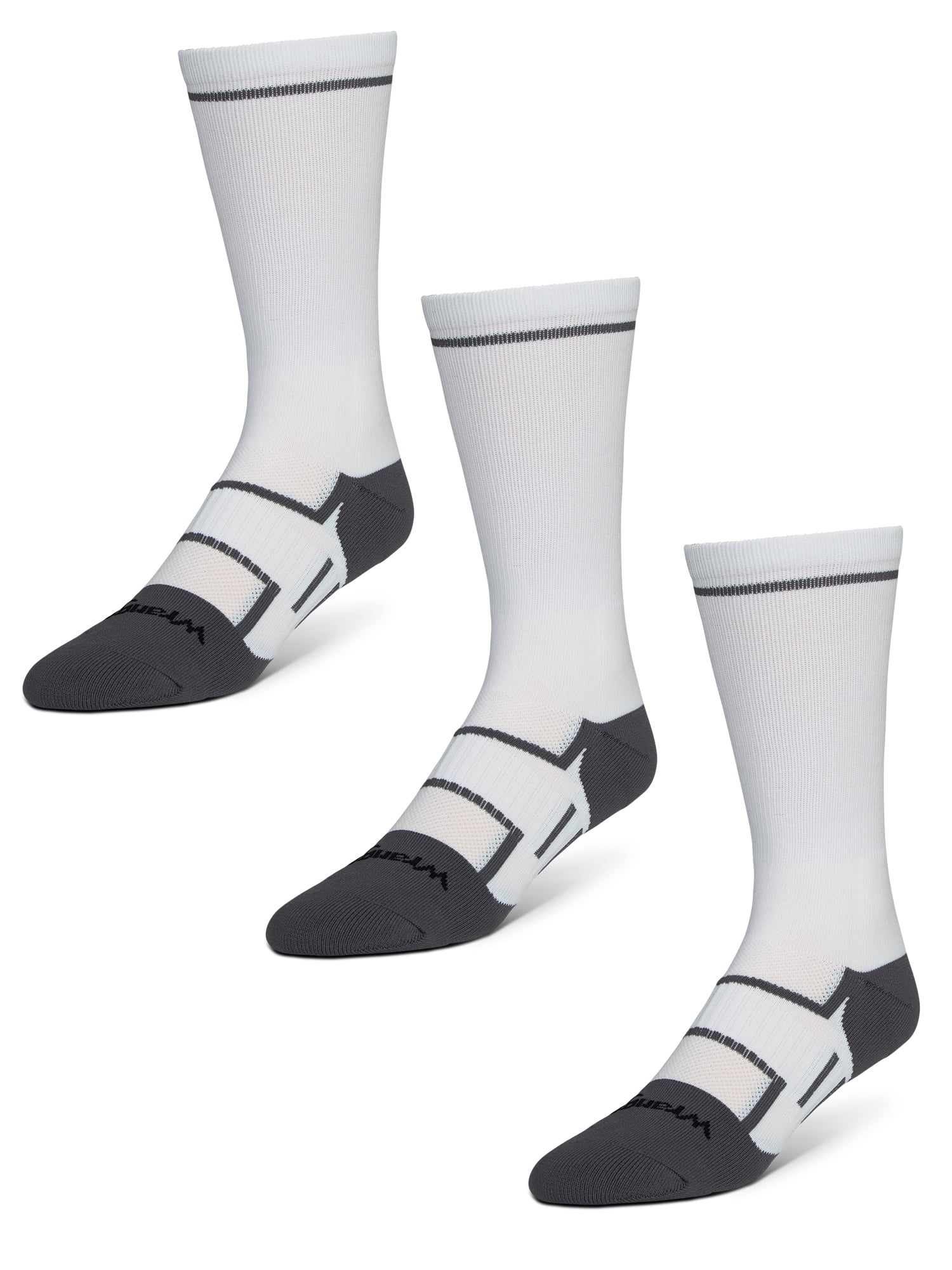 Wrangler Comfort Compression Crew Socks for Men, Size 6-12, White, 3 Pairs
