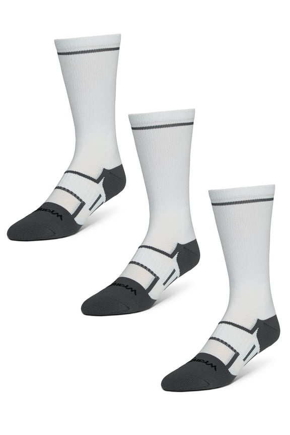 Comfort Compression Crew Socks for Men, Size 6-12, White, 3 Pairs