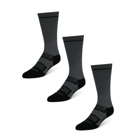 Wrangler Comfort Compression Crew Socks for Men, Size 6-12, Gray, 3 Pairs