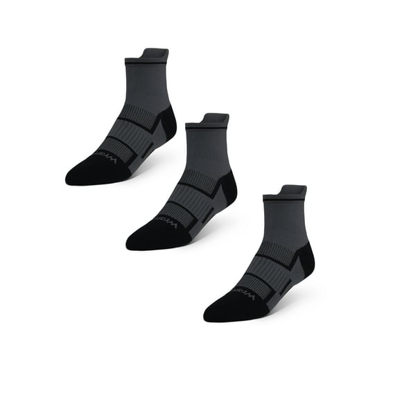 Comfort Compression Quarter Socks for Men, Size 6-12, Gray, 3 Pairs