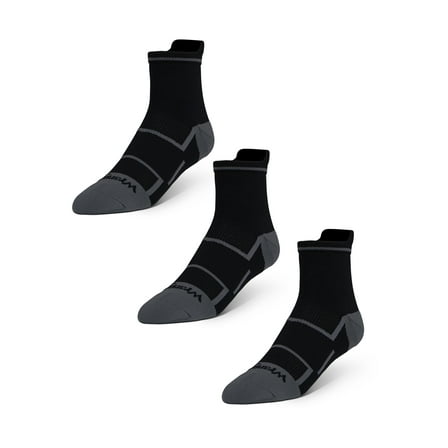 Wrangler Comfort Compression Quarter Socks for Men, Size 6-12, Black, 3 Pairs