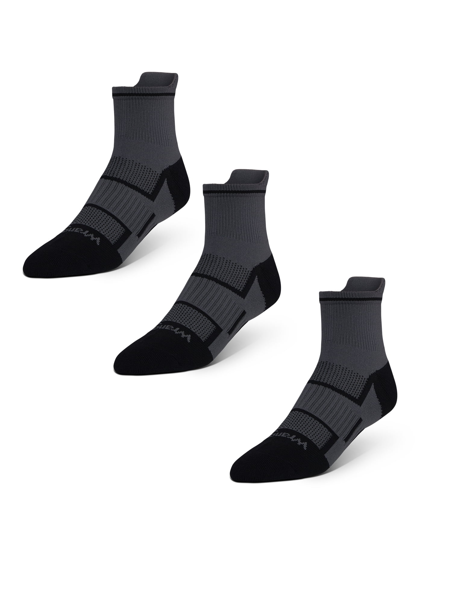Wrangler Comfort Compression Quarter Socks for Men, Size 6-12, Gray, 3 Pairs