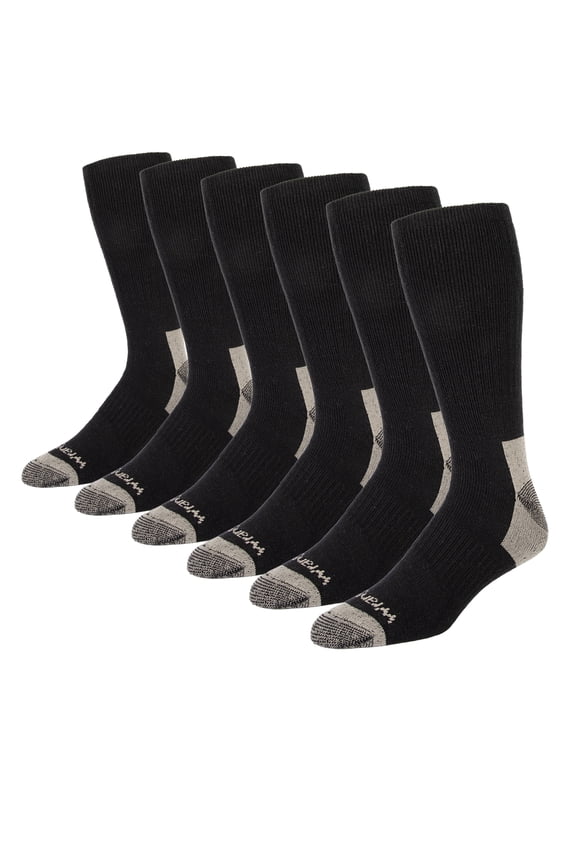Men's Ultimate Comfort Crew Socks, Work Socks for Men, Black, 6 Pack