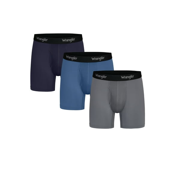 Wrangler Cool Carpenter 6" Boxer Briefs Men's Underwear, 2XL, Navy/Federal Blue/Charcoal, 3-Pack