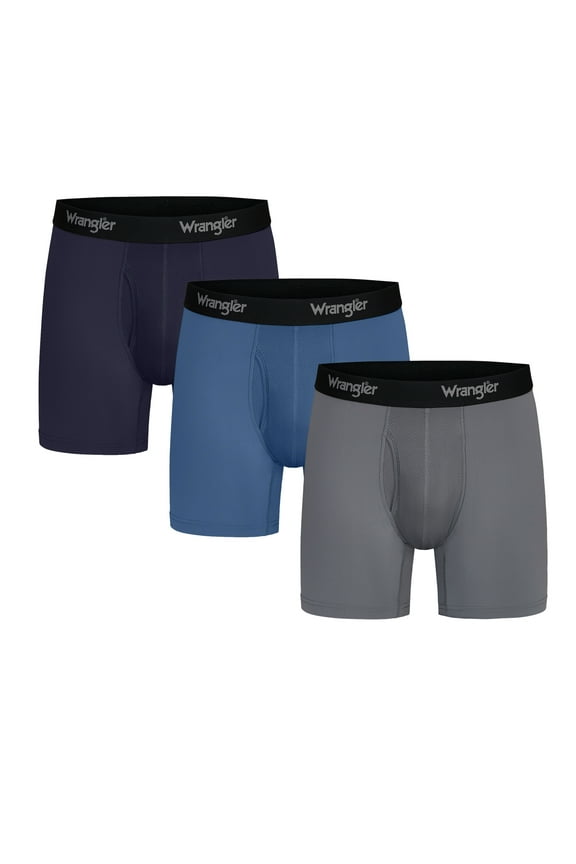 Cool Carpenter 6" Boxer Briefs Men's Underwear, Small, Navy/Federal Blue/Charcoal, 3-Pack