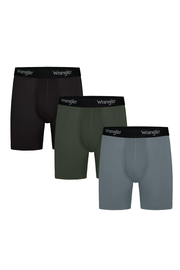 Cool Carpenter 6" Boxer Briefs Men's Underwear, Large, Black/Duffle Green/Charcoal, 3-Pack