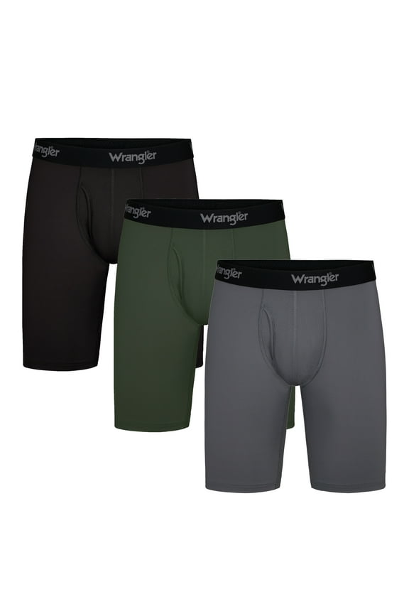 Cool Carpenter 9" Boxer Briefs Men's Underwear, Large, Black/Duffle Green/Charcoal, 3-Pack