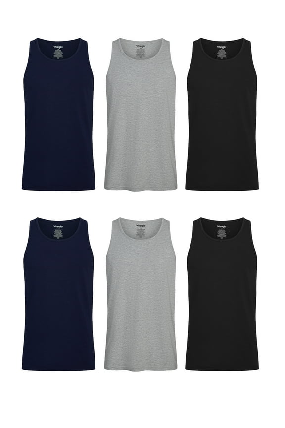 Cotton Stretch Moisture-Wicking Sleeveless Tank Tops for Men, 6-Pack (S-2XL)