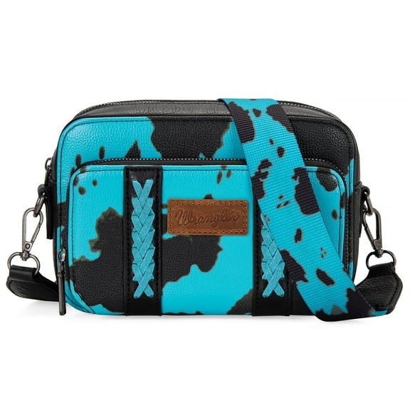Wrangler Cow Print Crossbody Bag for Women Western Cowgirl Crossbody Purses with Guitar Strap, Turquoise