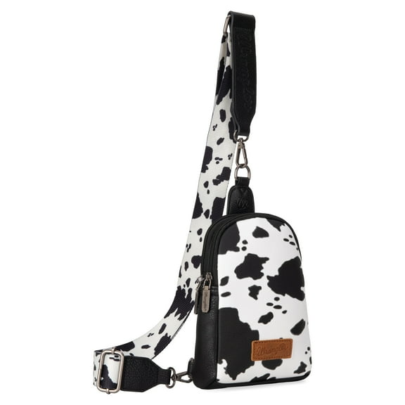 Wrangler Cow Print Crossbody Bags for Women Western Sling Bag with Adjustable Starp Cross Body Purse