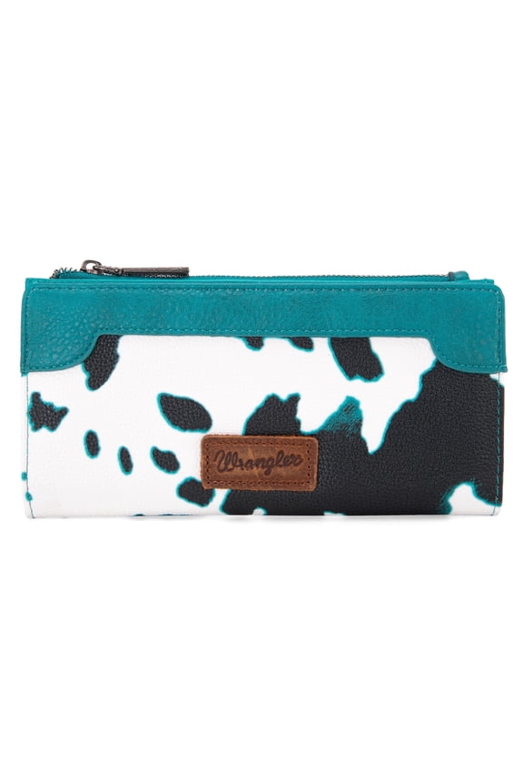 Wrangler Cow Print Wallets Womens Bifold Credit Card Wallet Women's Wallets, Card Cases & Money Organizers Brown Wallet for Women Ladies Female Cash Wallet with Smooth Zipper