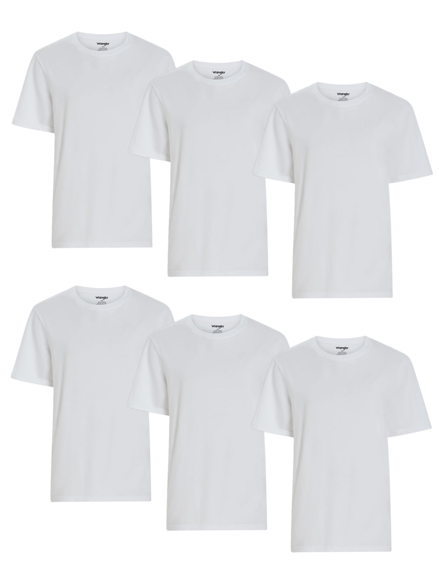 Wrangler Crew Neck Cotton Stretch Soft Undershirts for Men, 6-Pack (S-3XL)