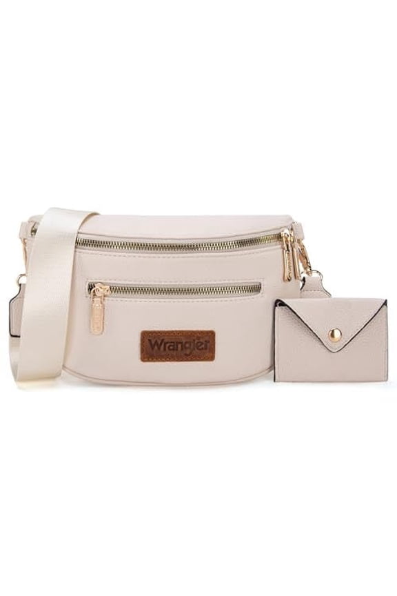 Wrangler Crossbody Bag for Women Cute Fanny Pack Small Belt Chest Waist Bags, Beige