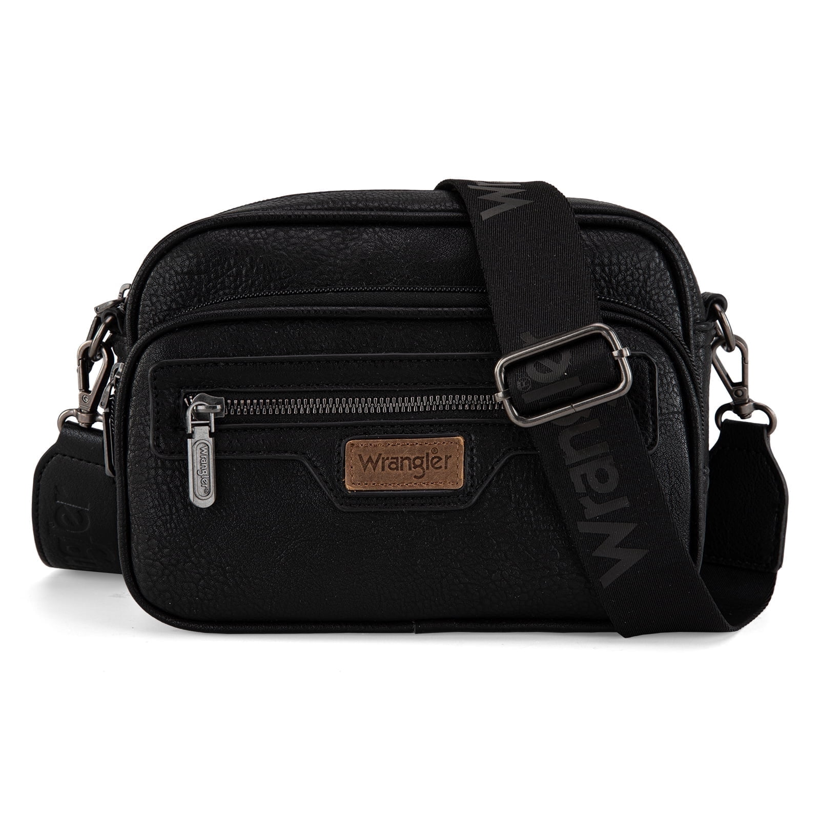 Wrangler Crossbody Bag for Women Multi Pocket Crossover Bag Shoulder Pursea with Adjustable Strap, Black