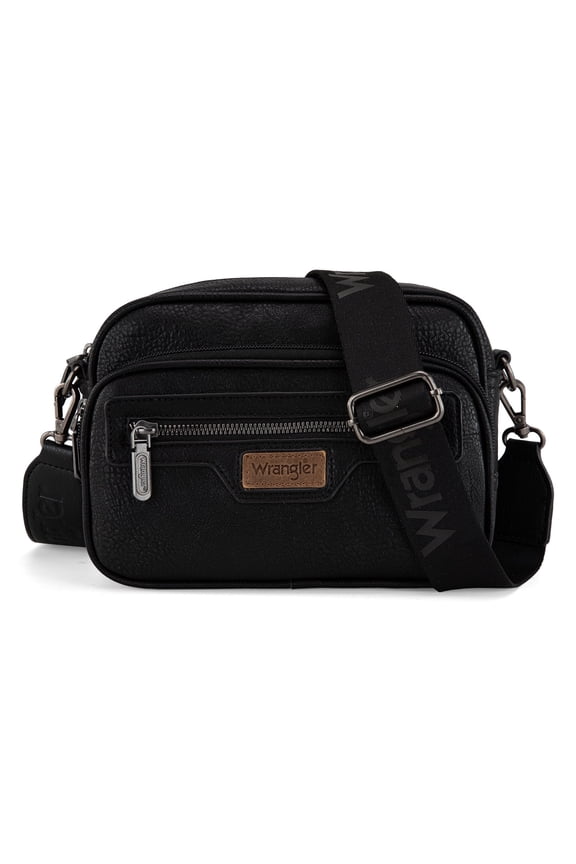 Wrangler Crossbody Bag for Women Multi Pocket Crossover Bag Shoulder Pursea with Adjustable Strap, Black