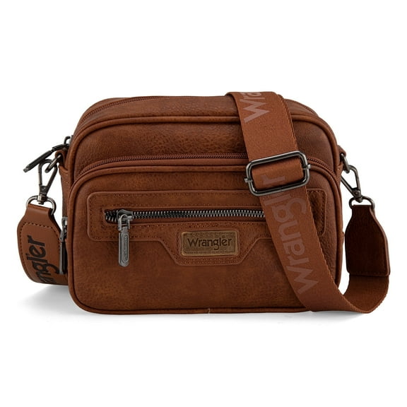 Wrangler Crossbody Bag for Women Multi Pocket Crossover Bag Shoulder Pursea with Adjustable Strap, Brown