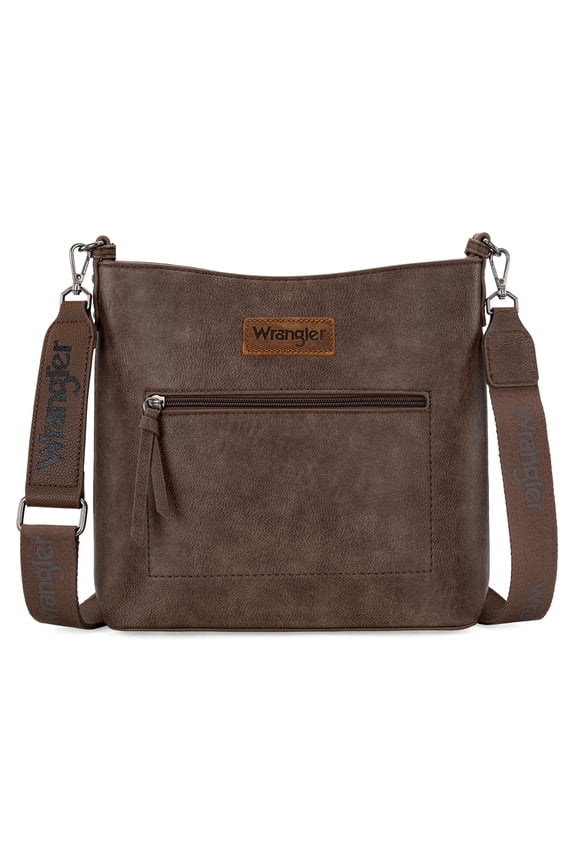 Wrangler Crossbody Bags for Women Lightweight Handbags and Purses Travel Shoulder Purse, Coffee