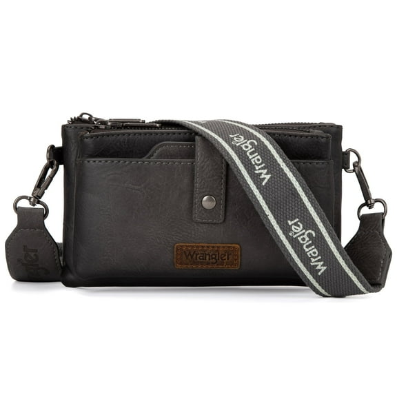 Wrangler Crossbody Bags for Women Shoulder Wallet Small Purse with Adjustable Guitar Straps, Grey