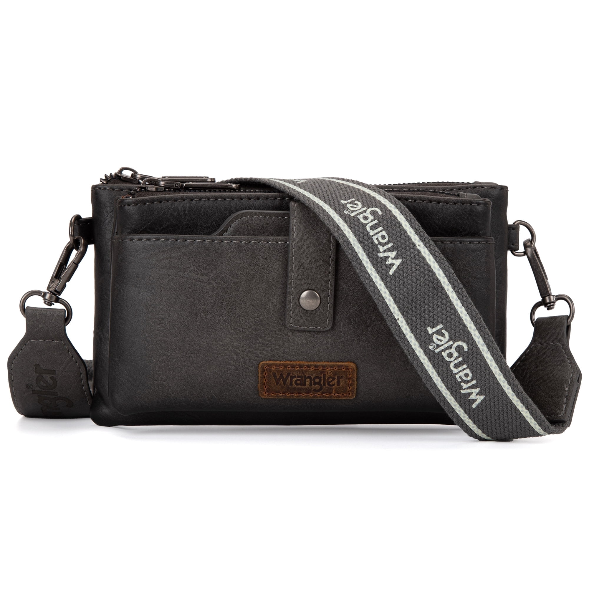 Wrangler Crossbody Bags for Women Shoulder Wallet Small Purse with Adjustable Guitar Straps, Grey
