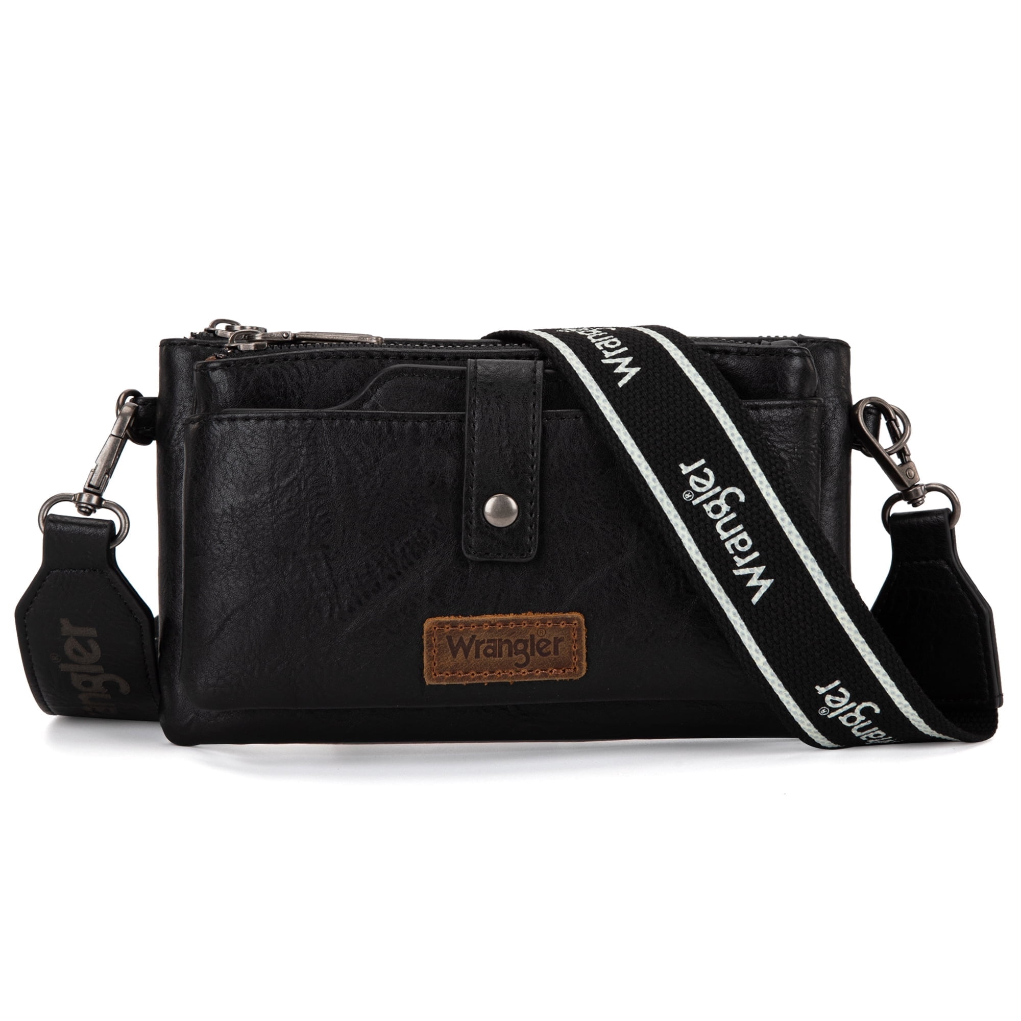 Wrangler Crossbody Bags for Women Shoulder Wallet Small Purse with Adjustable Guitar Straps, Black