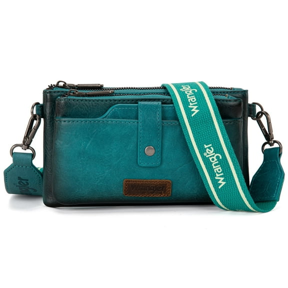 Wrangler Crossbody Bags for Women Shoulder Wallet Small Purse with Adjustable Guitar Straps, Turquoise