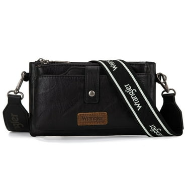 Wrangler Crossbody Bags for Women Shoulder Wallet Small Purse with Adjustable Guitar Straps, Black