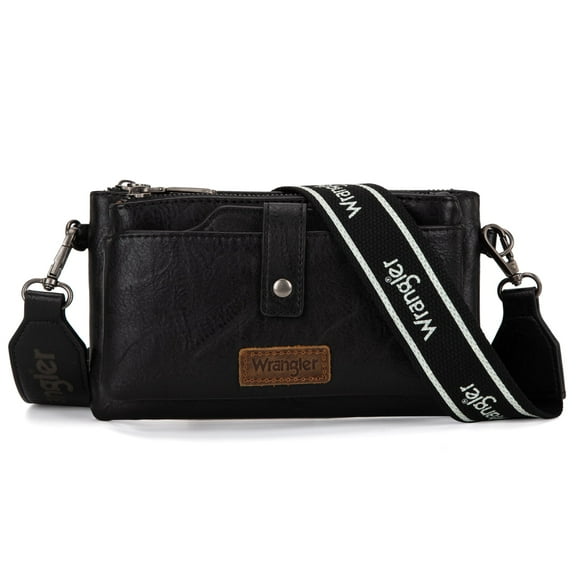 Wrangler Crossbody Bags for Women Shoulder Wallet Small Purse with Adjustable Guitar Straps, Black