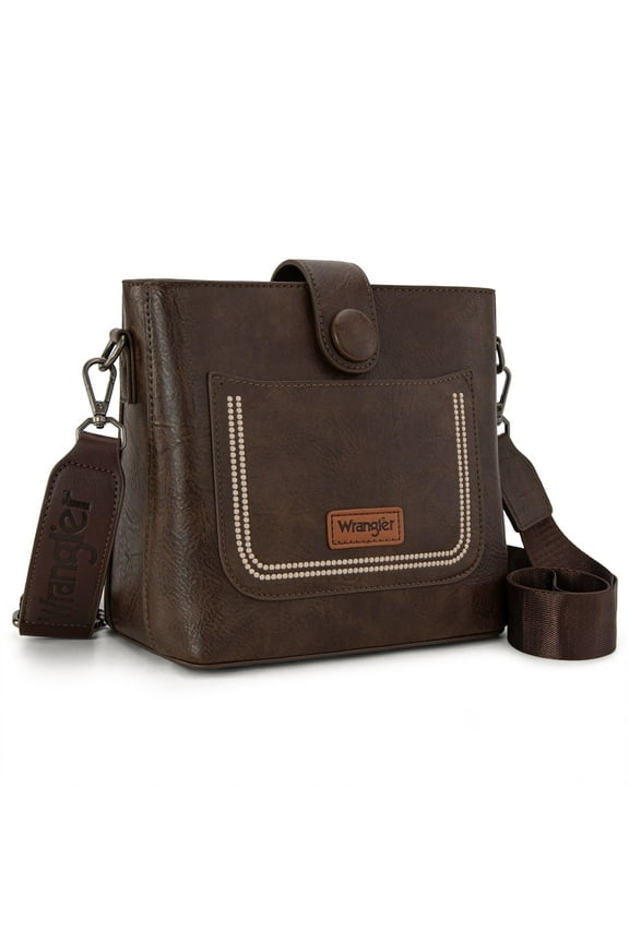 Wrangler Vintage Crossbody Purses for Women Purses and Handbags for Gift 8''H, Coffee