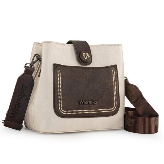 Wrangler Vintage Crossbody Purses for Women Purses and Handbags for Gift 8''H, Beige & Coffee