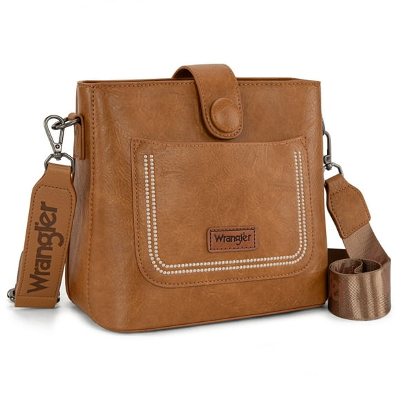 Wrangler Vintage Crossbody Purses for Women Purses and Handbags for Gift 8''H, Light Brown