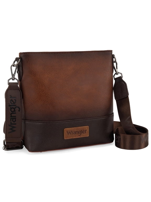 Wrangler Crossbody Purses for Women Two Tone Crossbody Bags Women Purses and Handbags, Brown