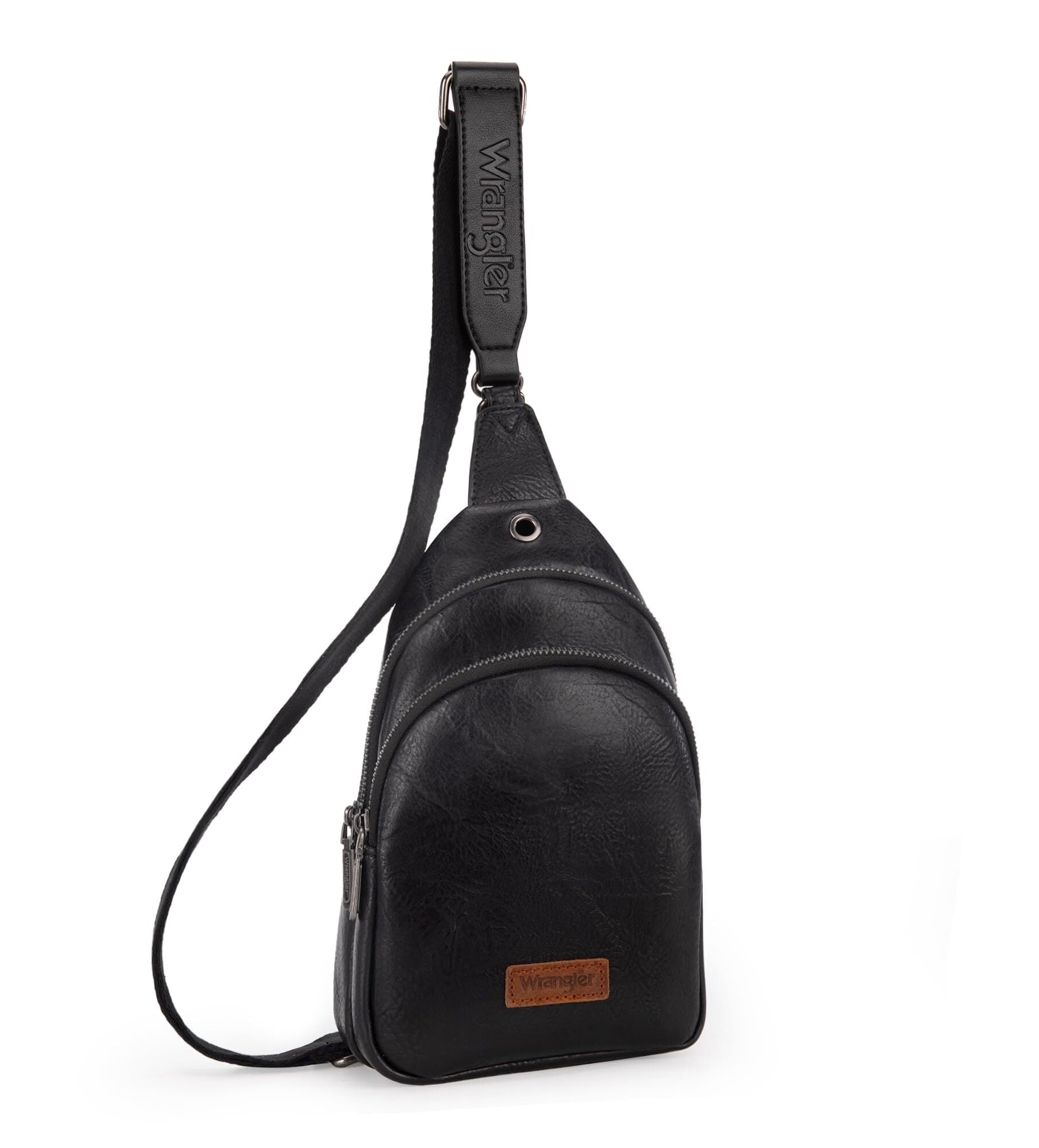 Wrangler Small Crossbody Sling Bags for Women Fanny Packs Chest Bag for Travel Gift, Black