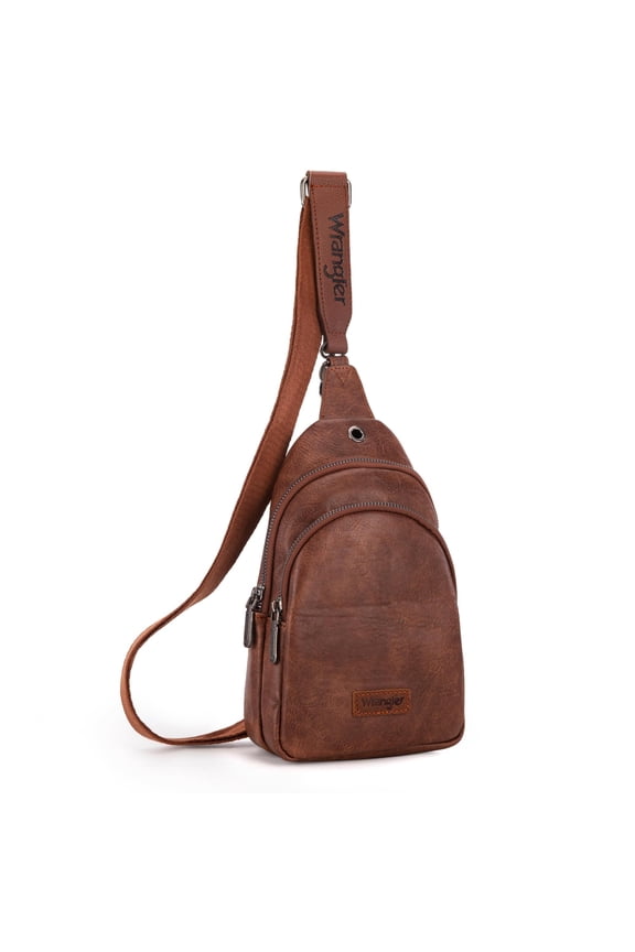 Wrangler Small Crossbody Sling Bags for Women Fanny Packs Chest Bag for Travel Gift, Dark Brown