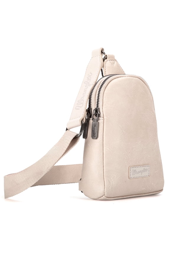 Wrangler Crossbody Sling Bags for Women Cross Body Fanny Pack Purse with Detachable Strap Zipper 7.5 "H, Tan