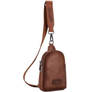 Wrangler Sling Bag for Women with Detachable Strap and Zipper, Distressed-Brown