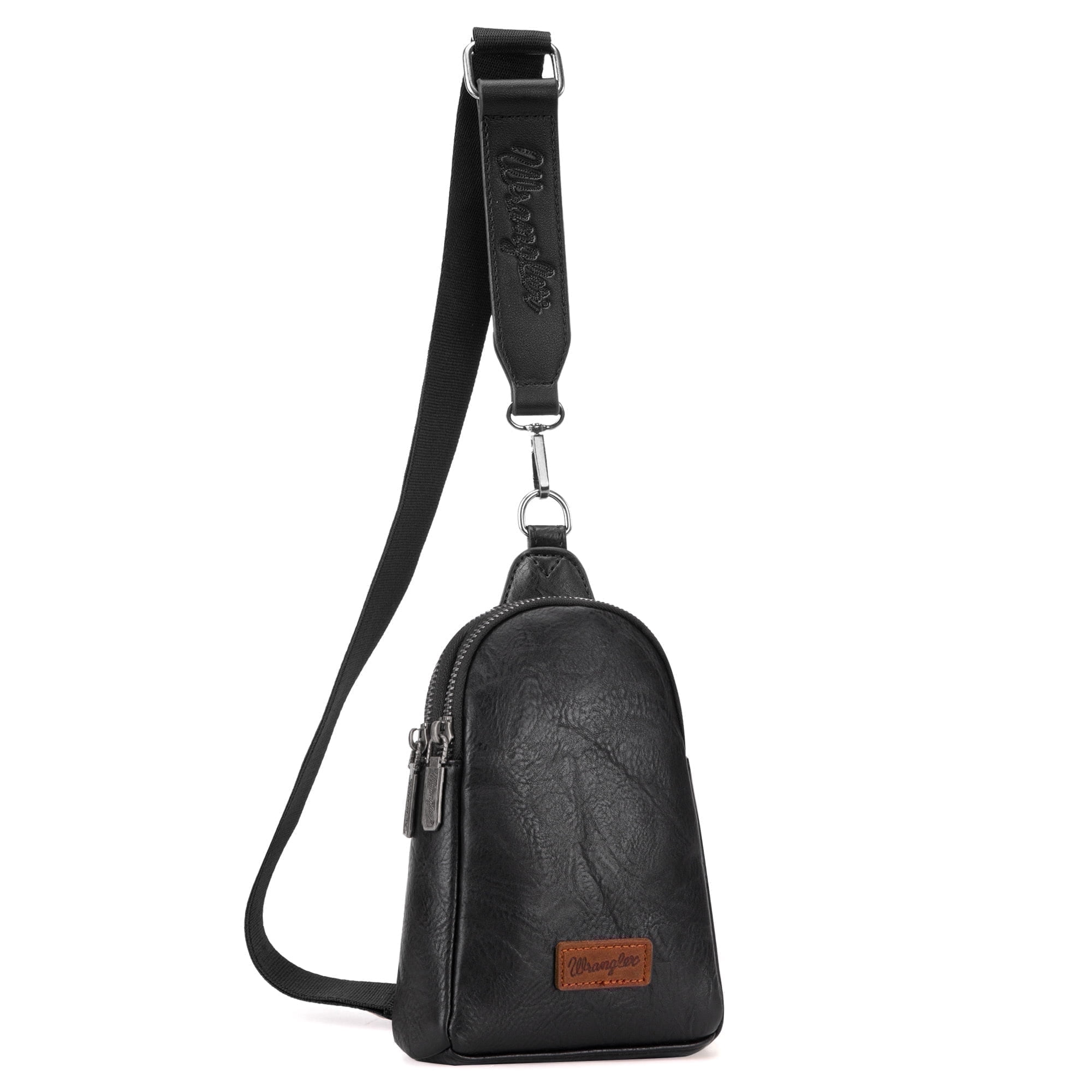 Wrangler Crossbody Sling Bags for Women Cross Body Fanny Pack Purse with Detachable Strap Zipper 7.5 "H, Black