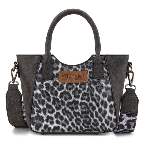 Wrangler Cute Animal Print Purse for Women Mini Fun Size Tote with Crossbody Strap Stylish and Versatile Animal Print Purse, Black