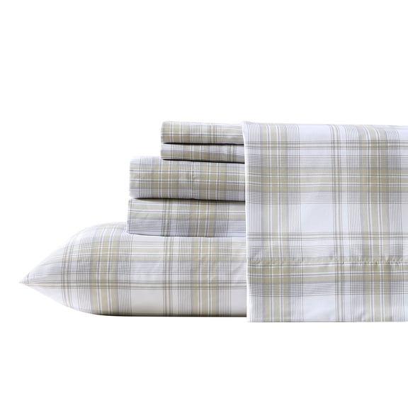 Wrangler Dayton Valley Plaid Microfiber Beige 4 Piece Sheet Set-Queen