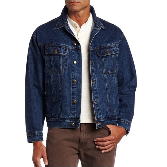 Mens Jacket Indigo Jean Denim Unlined Rugged XLT